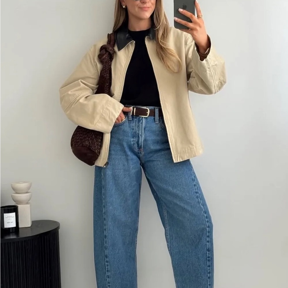 Orig$280 Project Wave Barn Jacket Leather Collar The Row Miu Unisex Korea